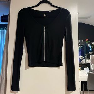 Me to We Zip Up Long Sleeve Crop Top